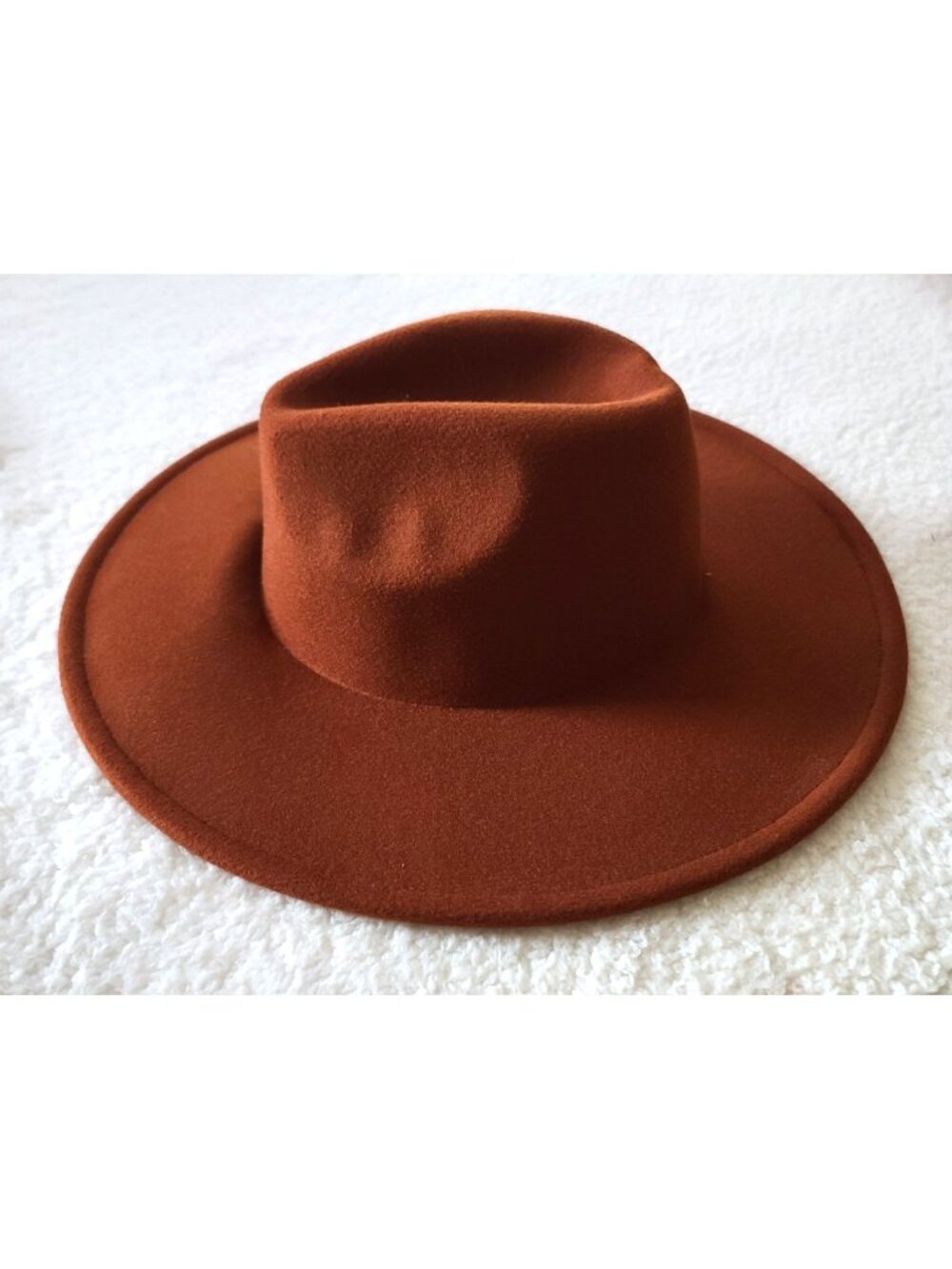 Free People Clean Slate Hat Rust One Size Western Wide Brim Wool Blend NWOT